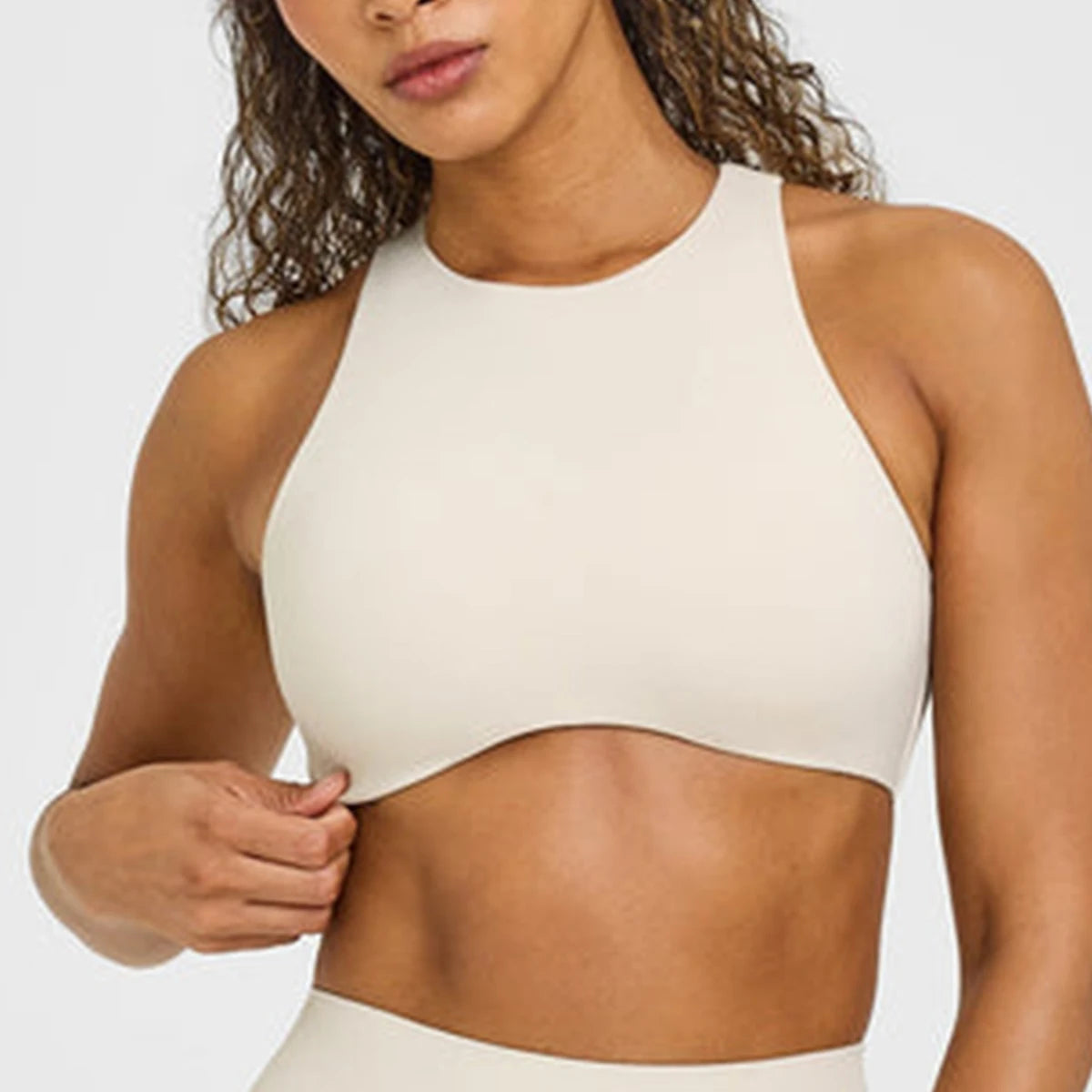 Bravellea High Neck Sports Bra & Leggings Set - Gym Top with Built-In Cups