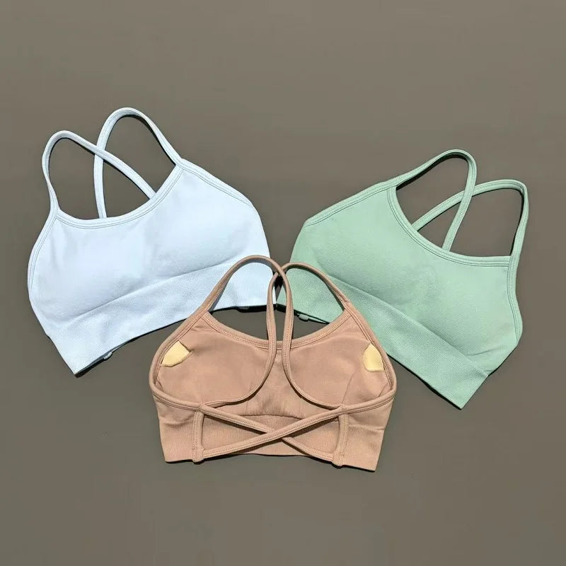 Bravellea Seamless Sports Bra - Push-Up Yoga Top with Removable Pads