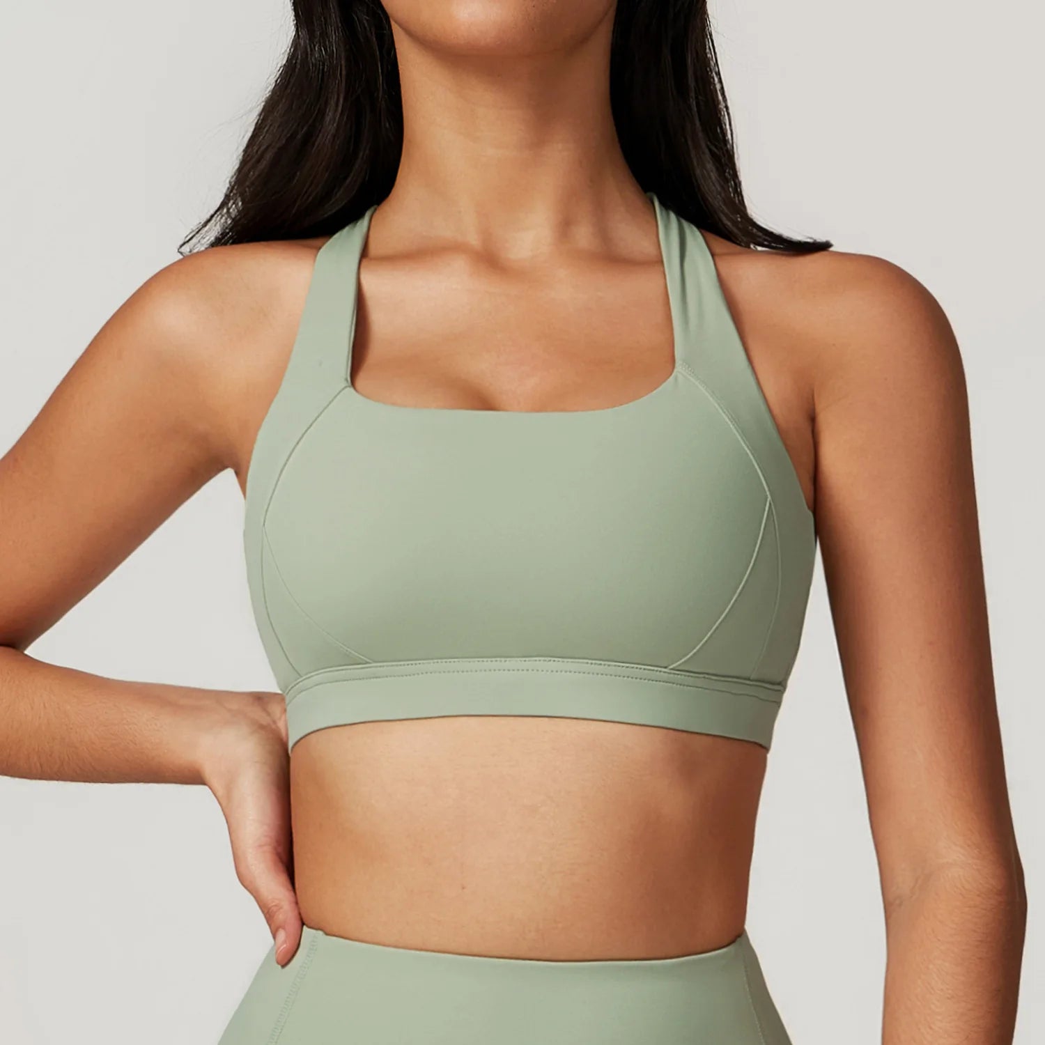 Bravellea Crossed Shoulder Strap Sports Bra - Summer Yoga Running Top