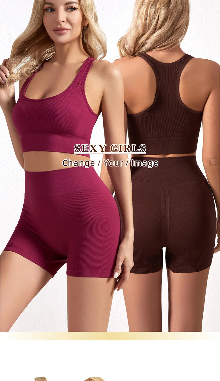 Bravellea Wireless Sports Bra & Panty Set - Seamless Crop Top Fitness Lingerie.