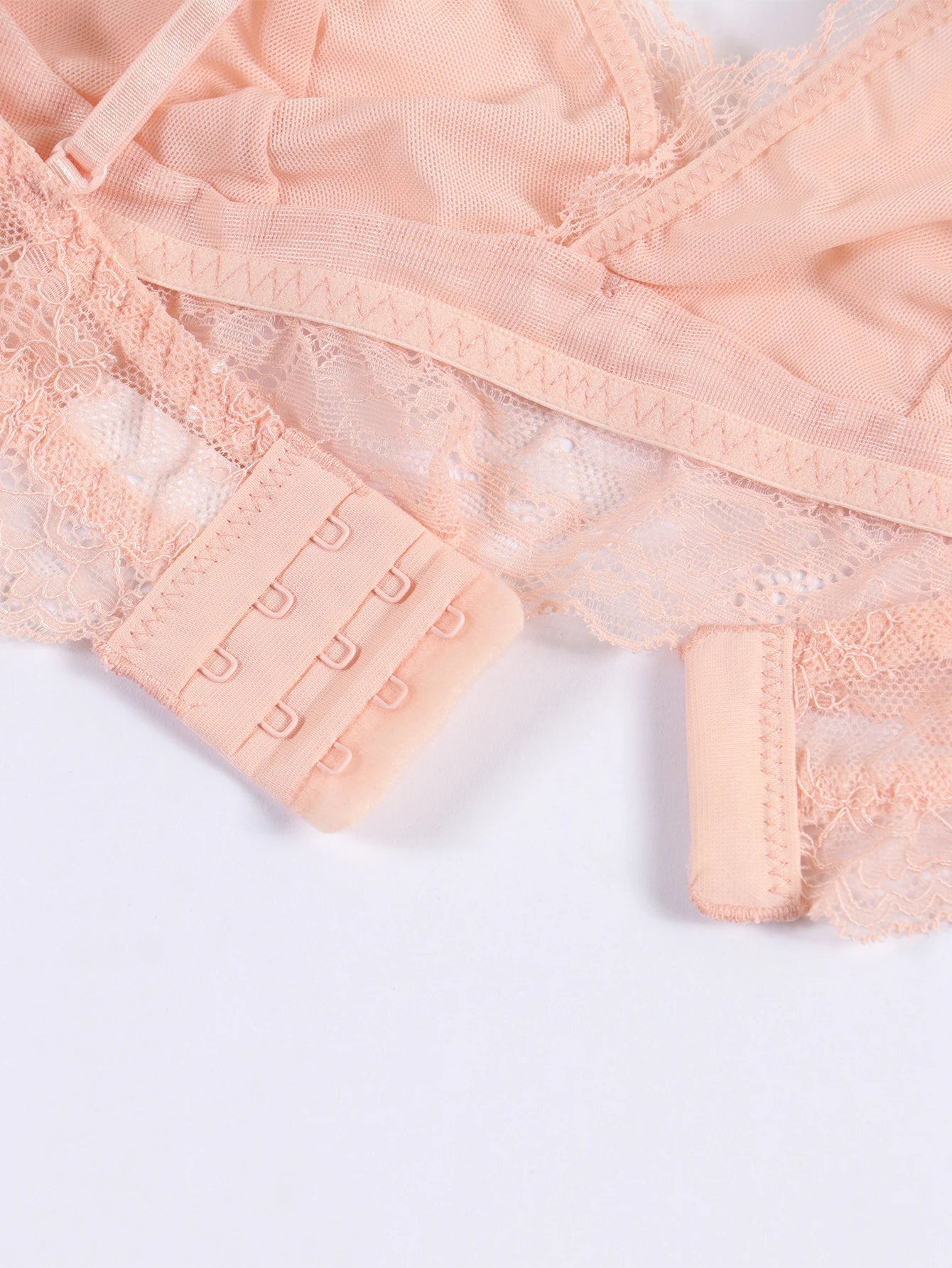 Bravellea Lace Lingerie 4-Piece Set - Unlined Bra, Panty, Garter & Stockings.
