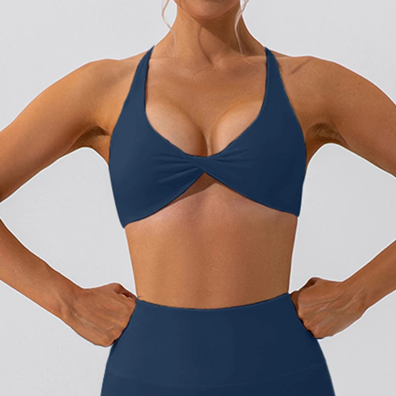 Bravellea Crease Sports Bra - Sexy Back Cross Breathable Running Top