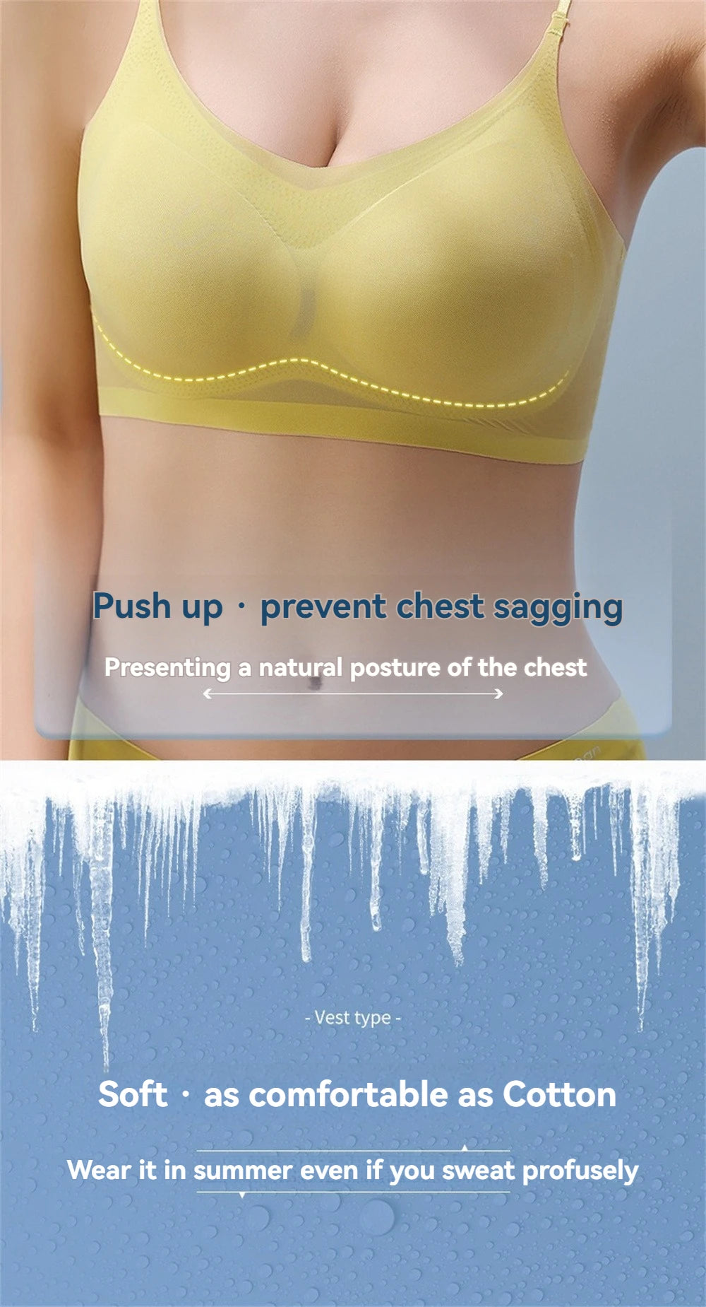 Bravellea Ice Silk Halter Bra - Ultra-Thin Breathable Seamless Wrap Vest