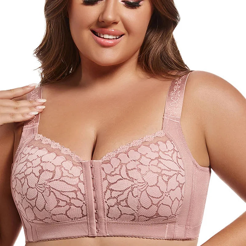 Bravellea Front Buckle Wireless Bra - Plus Size Adjustable Anti-Sagging Slimming