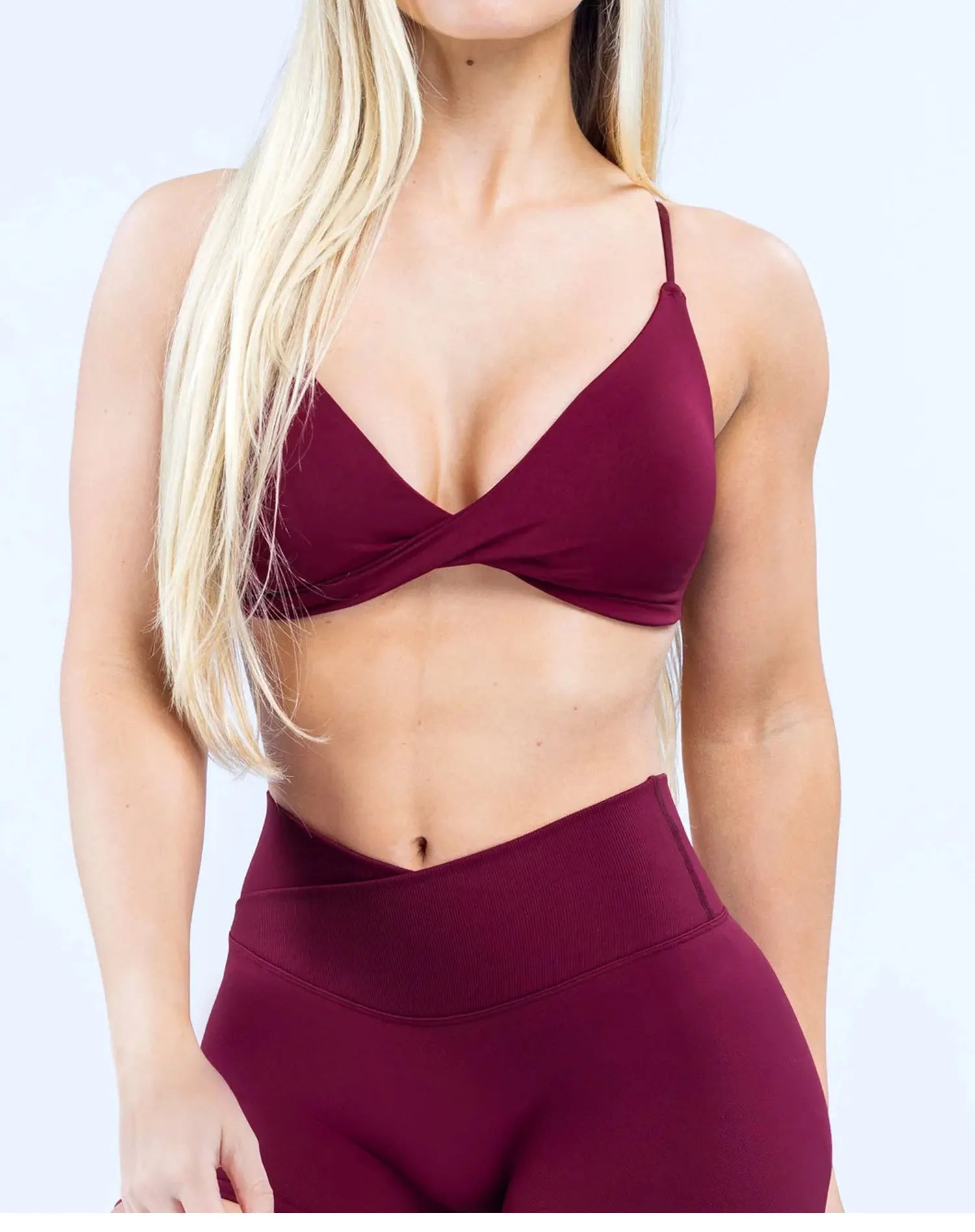 Bravellea Twist Front Sports Bra - High Support Push-Up Seamless Yoga Top