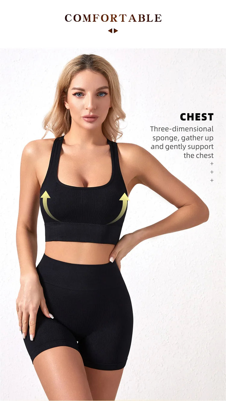 Bravellea Wireless Sports Bra & Panty Set - Seamless Crop Top Fitness Lingerie.