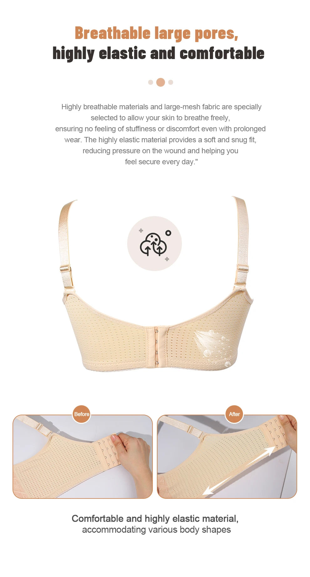 Bravellea Mastectomy Bra - Breathable Pocket with Breast Form Pads Included
