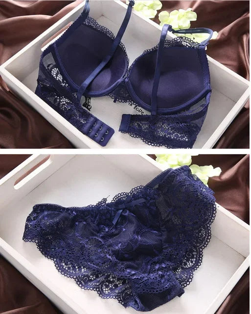 Bravellea Push-Up Embroidery Lace Bra Set - 5 Colors Sexy Lingerie.