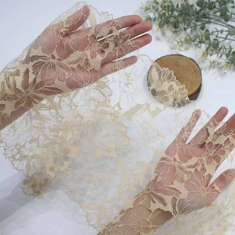 Bravellea Embroidered Tulle Trim 1 Yard - Soft Mesh Lace for Lingerie Crafts