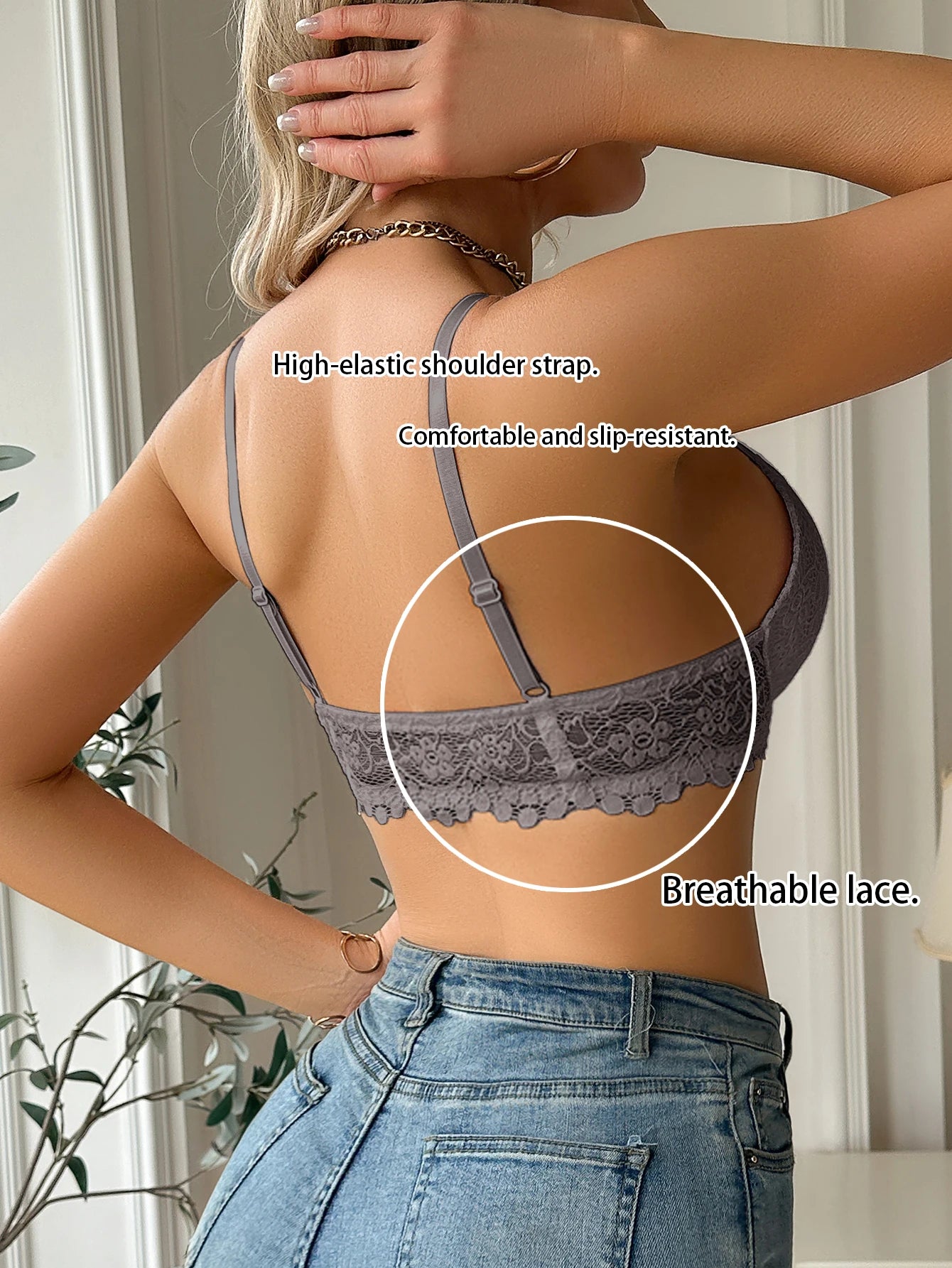 Bravellea Fashion Lace Splicing Bra - Modern Underwired Push-Up Elegant Lingerie