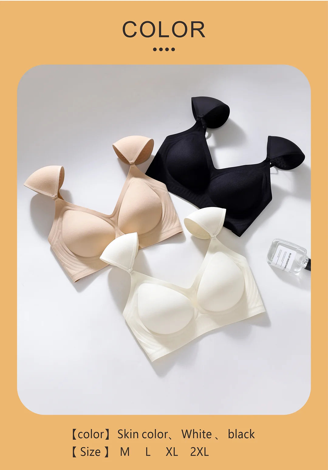 Bravellea Seamless Invisible Bra - Large Bust Removable Pads M-2XL