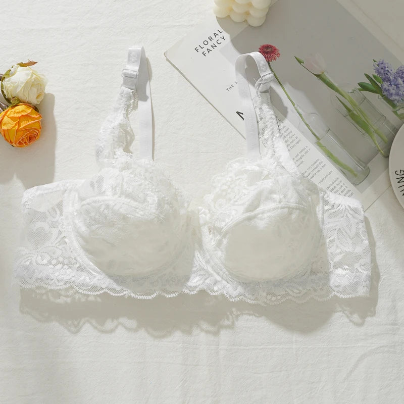 Bravellea Sexy Lace Thin Bras Plus Size - 36-44 B/C Cup Push-Up French Deep V