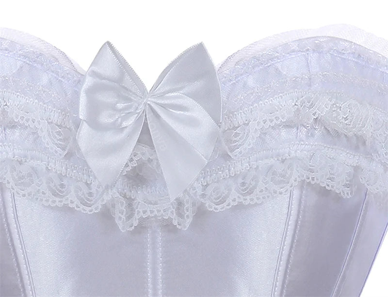 Bravellea Corset Top Bustier - Plus Size Gothic Satin Lace-Up Shaper