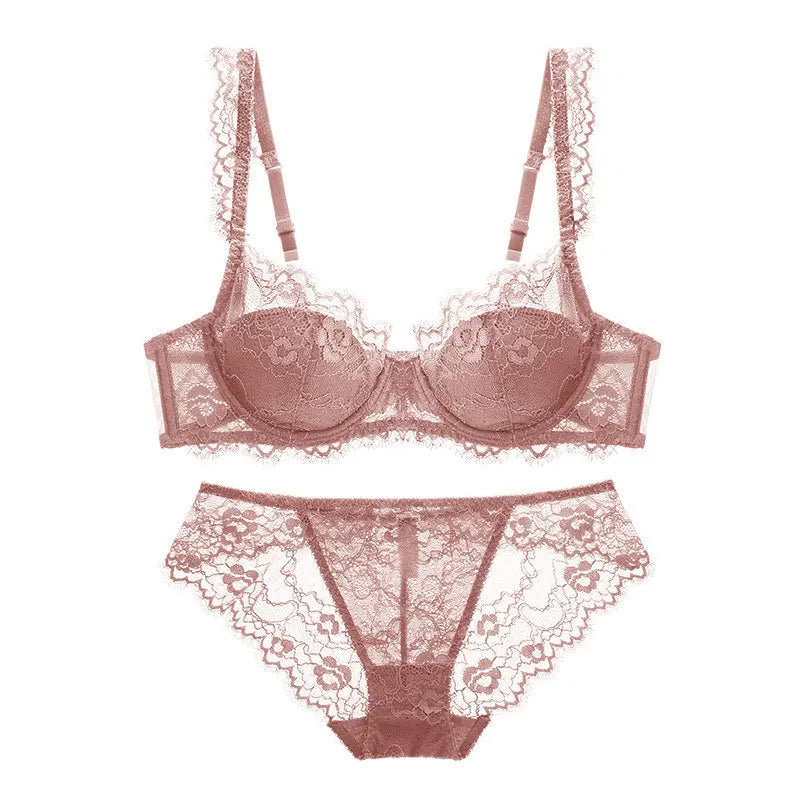 Bravellea Sexy Lace Lingerie Set - Elegant Thin See-Through Bra & Panty