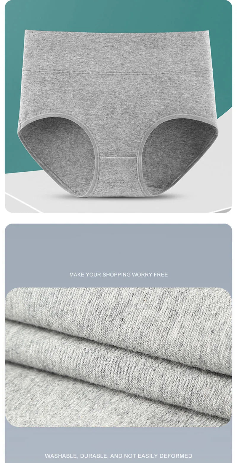 Bravellea High Waist Shaping Panties 4-Pack - Plus Size Cotton Briefs.