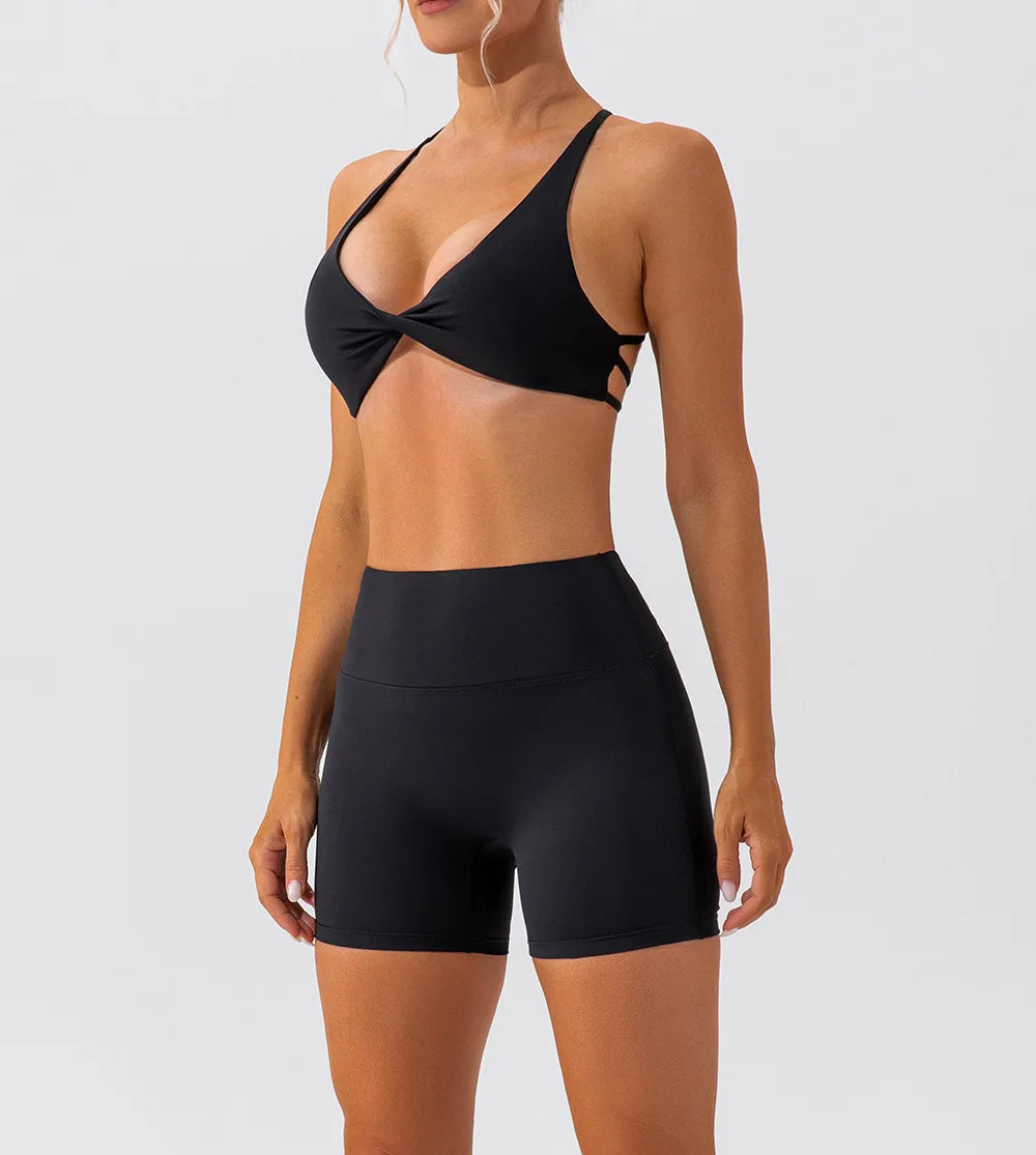 Bravellea Crease Sports Bra - Sexy Back Cross Breathable Running Top