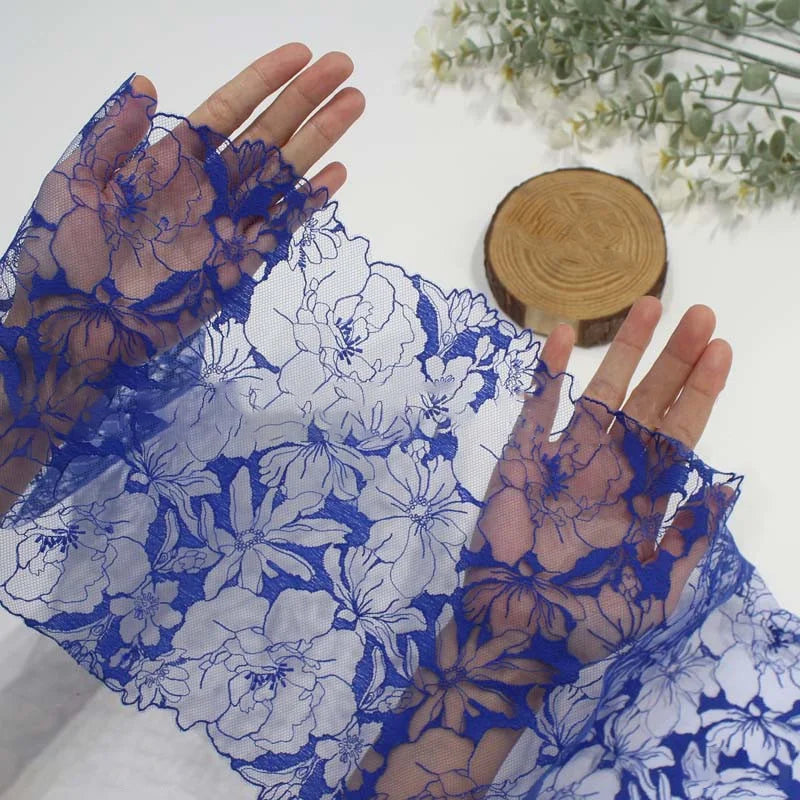 Bravellea Embroidered Tulle Trim 1 Yard - Soft Mesh Lace for Lingerie Crafts