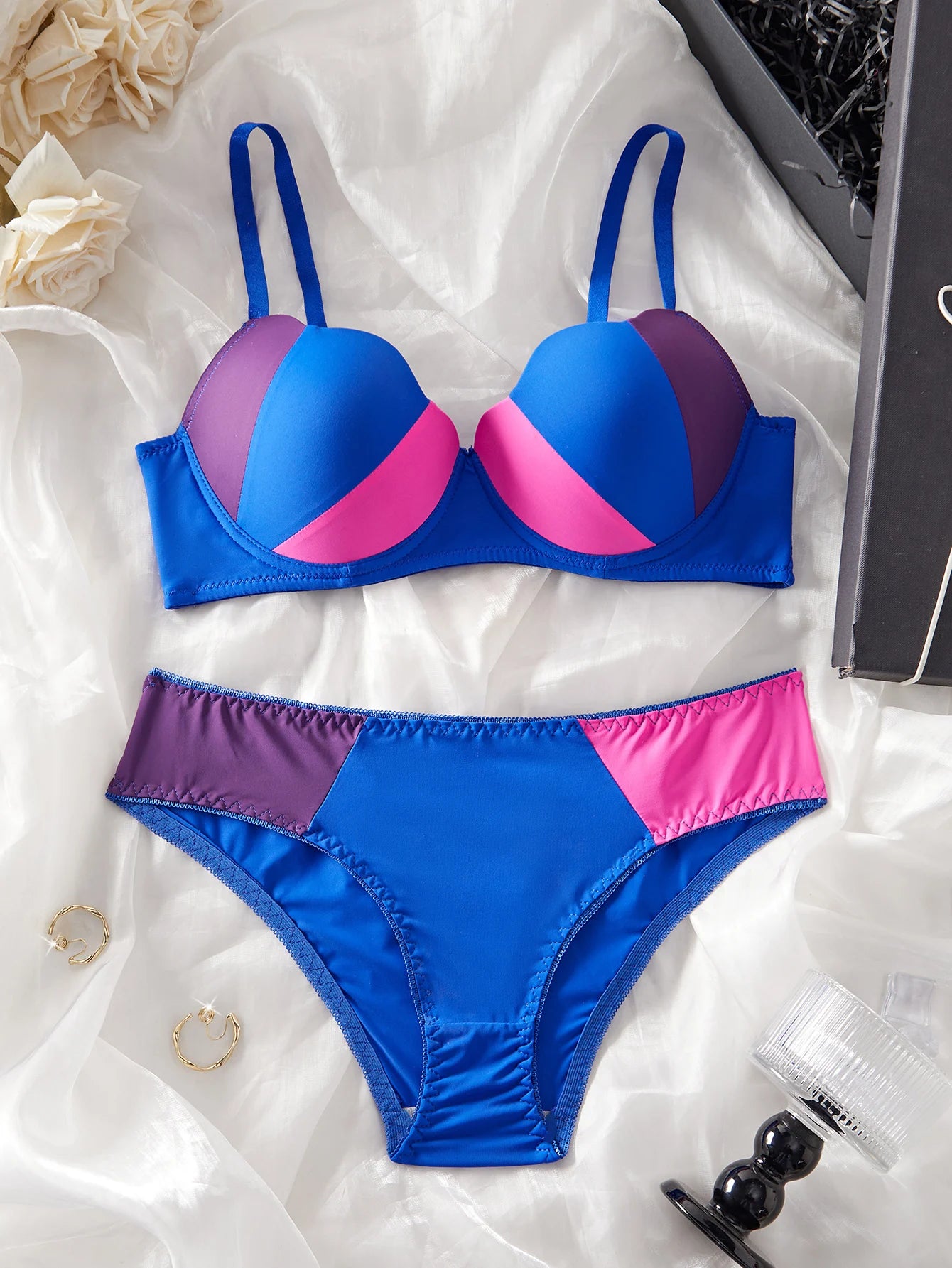 Bravellea Beach Swimwear Set - Underwire Push-Up Bra & Panty with Shell Cup.