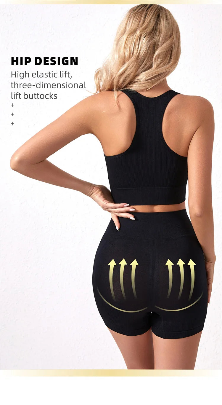 Bravellea Wireless Sports Bra & Panty Set - Seamless Crop Top Fitness Lingerie.