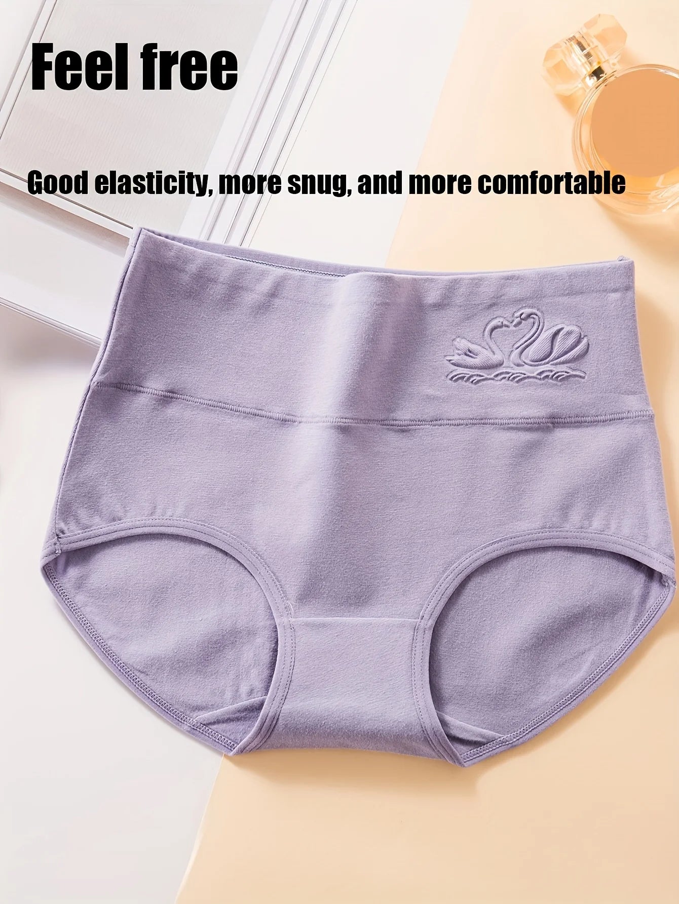 Bravellea Cotton High Waist Panties 4-Pack - Soft Breathable Tummy Control Briefs.