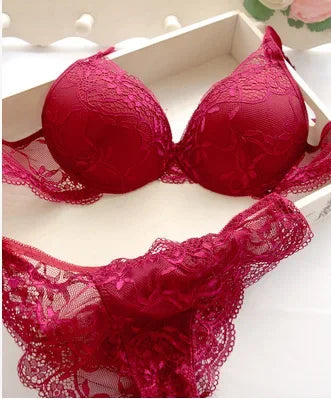 Bravellea Push-Up Embroidery Lace Bra Set - 5 Colors Sexy Lingerie.