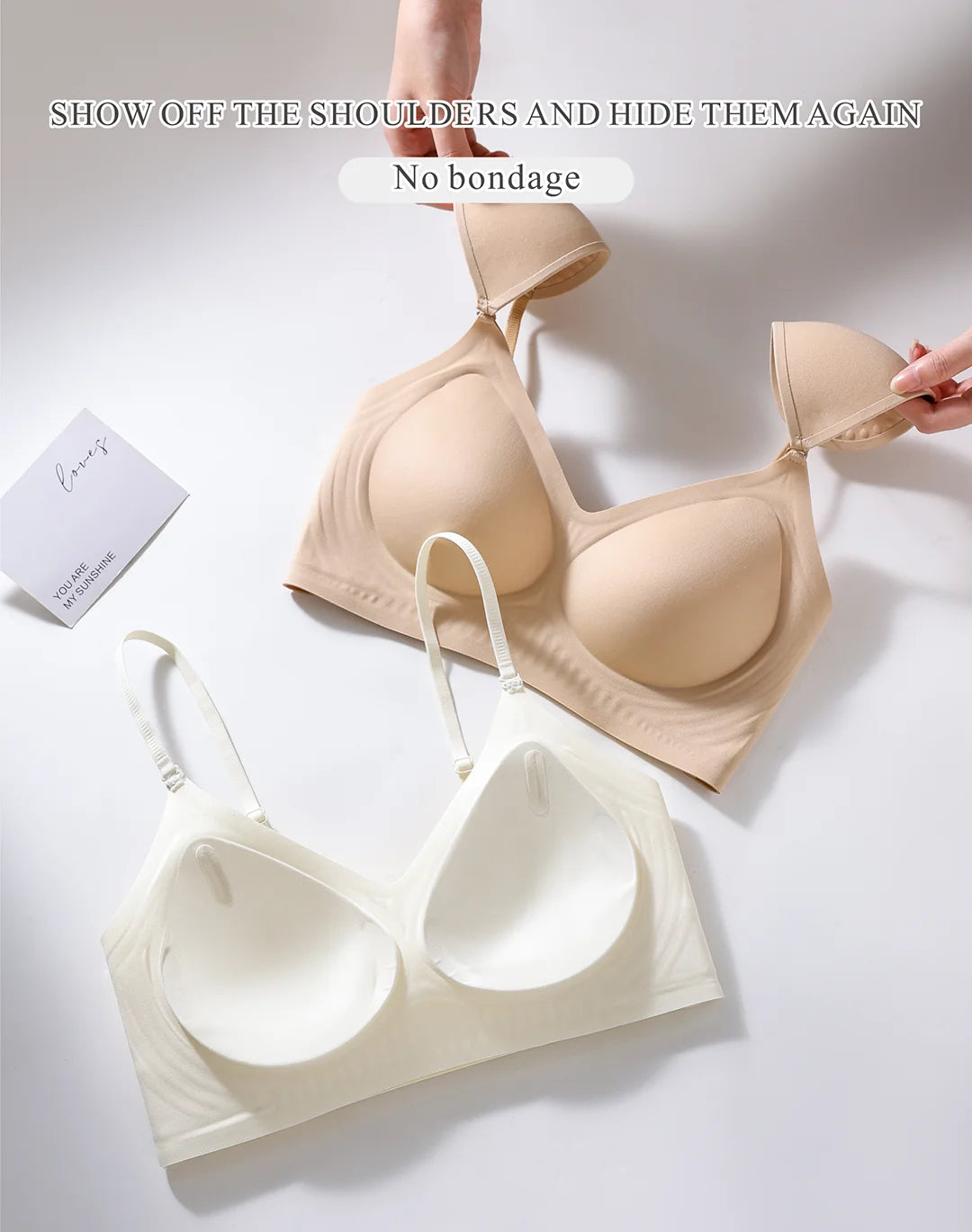 Bravellea Seamless Invisible Bra - Large Bust Removable Pads M-2XL