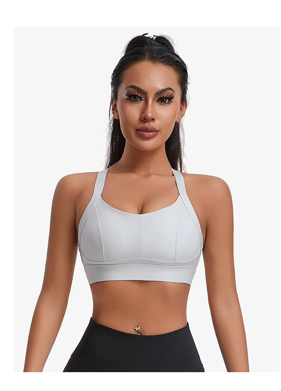 Bravellea High Impact Sports Bra - Criss Cross Back Shockproof Workout Top
