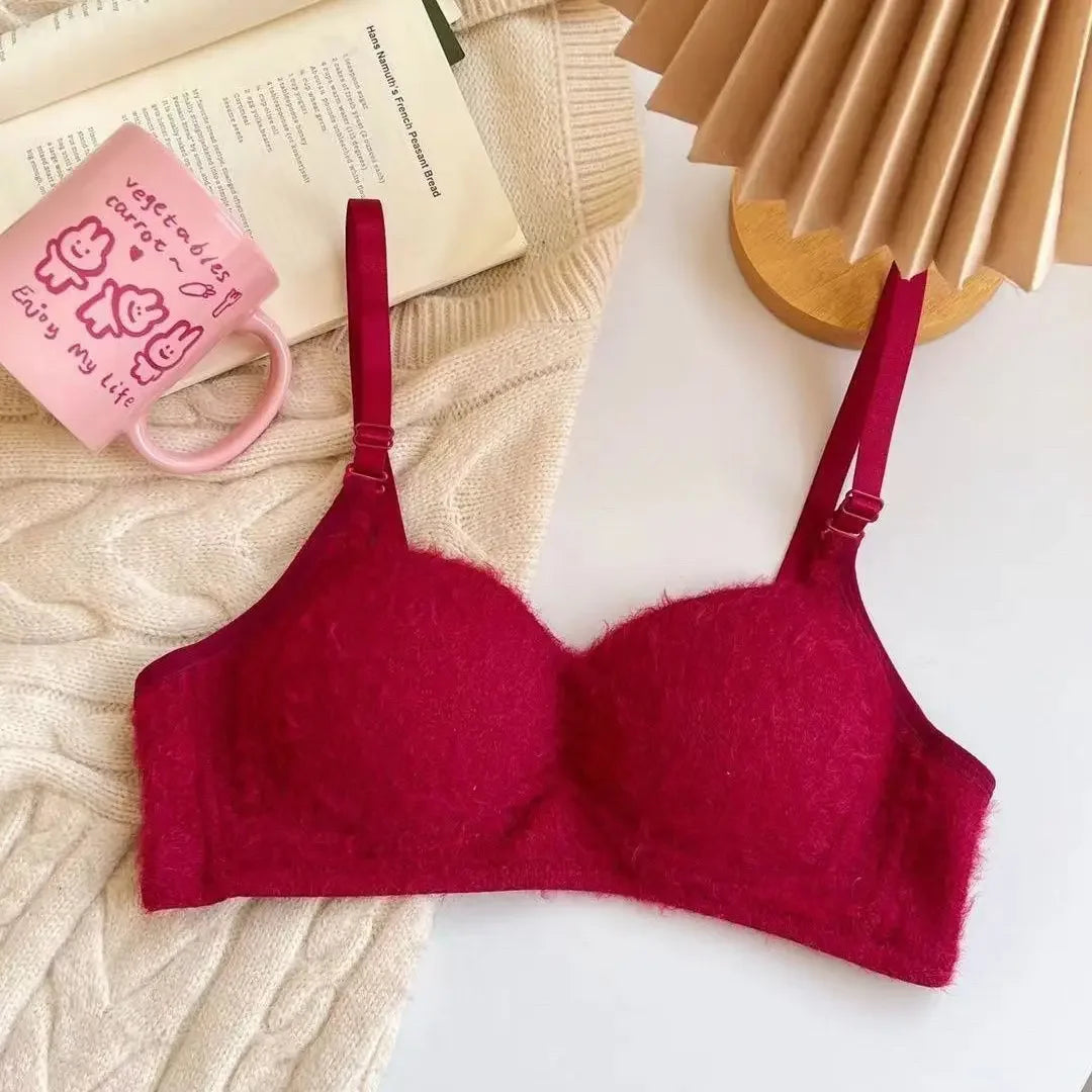Bravellea Winter Fluffy Gathering Bra - Wireless Comfort Push-Up for Girls