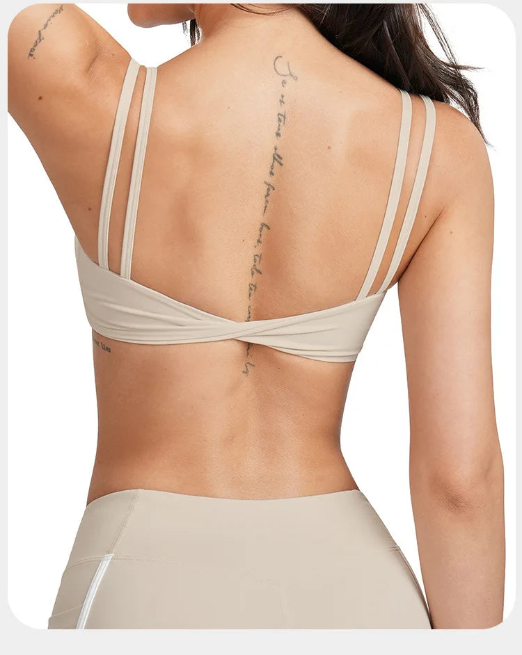 Bravellea Sexy Double Shoulder Strap Yoga Vest - Chest Cushion Sports Bra