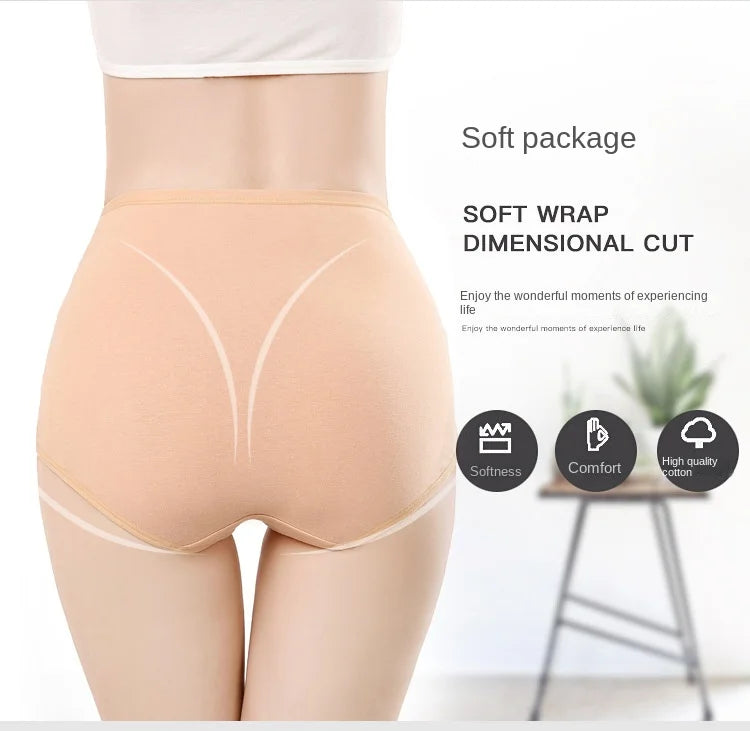 Bravellea Cotton Shaping Panties 4-Pack - High Waist Body Slim Briefs Plus Size.