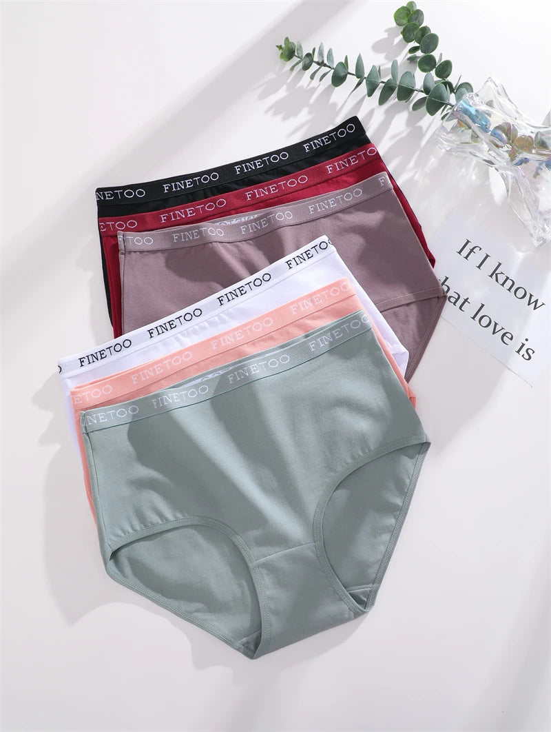 Bravellea Cotton Panties 6-Pack - Seamless High Waist Breathable Briefs Plus Size.