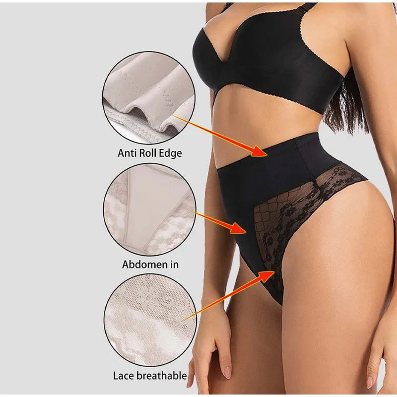 Bravellea Shapewear Thong Panties - High Waist Butt Lifter Body Shaper