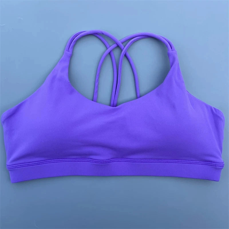 Bravellea Solid Color High Strength Sports Bra - Soft Tight Fitness Top with Chest Pad