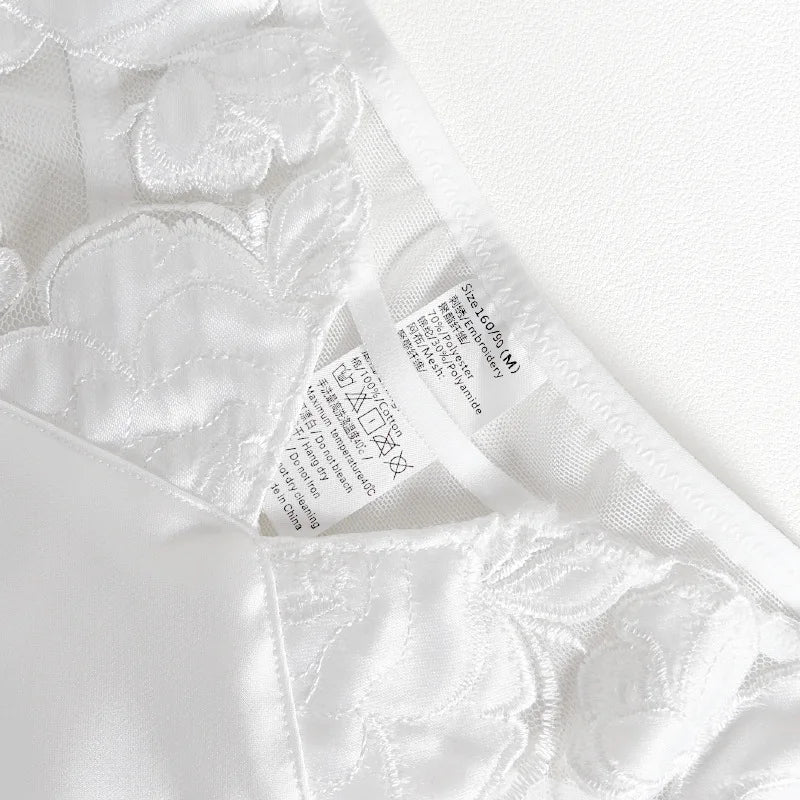 Bravellea French Rose Embroidery Set - Ultra-Thin Lace Bra & Panty