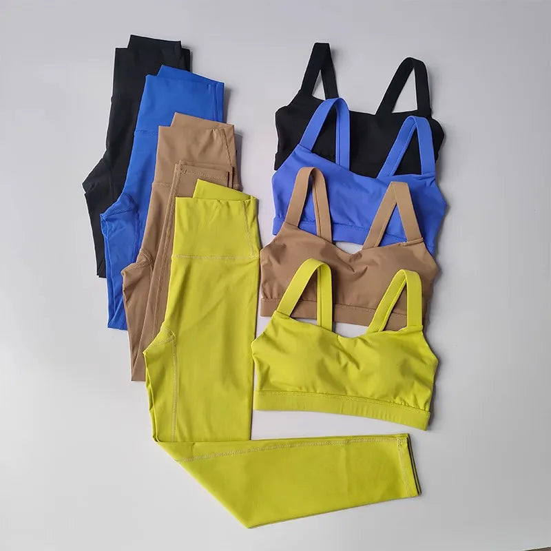 Bravellea 2-Piece Seamless Yoga Set - Push-Up Bra & High Waist Leggings