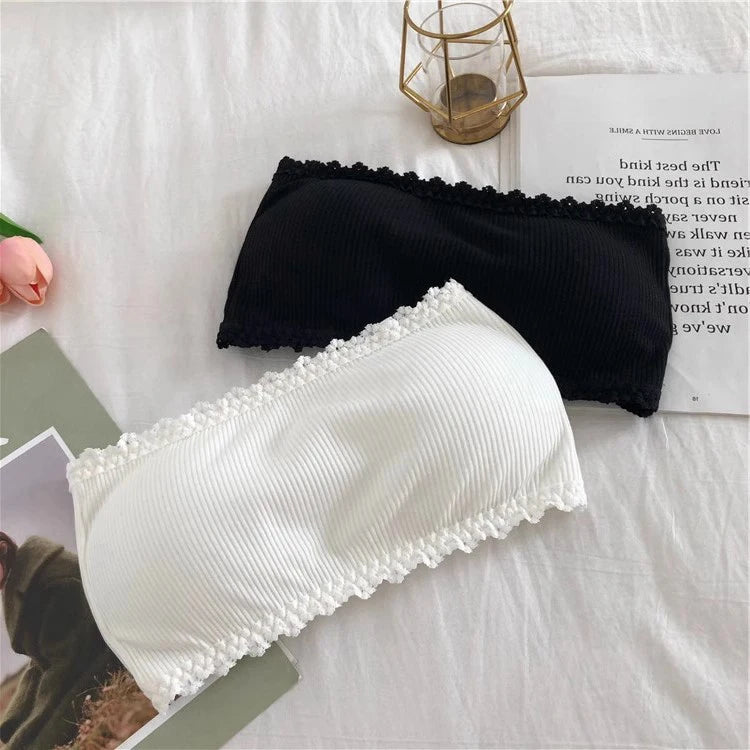 Bravellea Lace Strapless Tube Top Bra - Invisible Push-Up Seamless Bralette