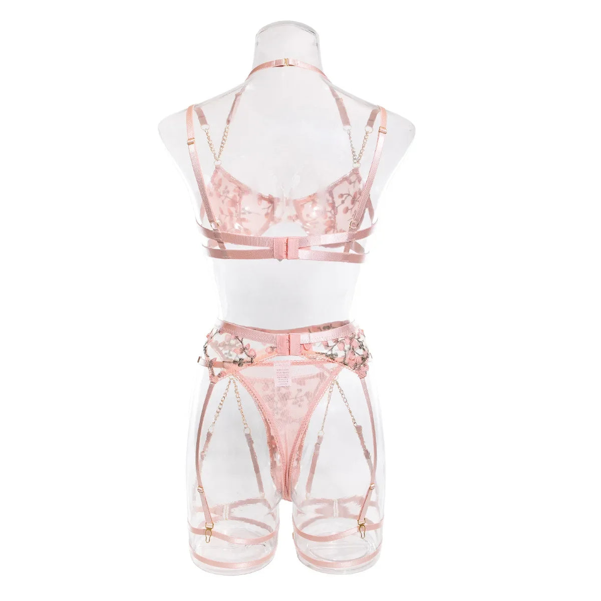 Bravellea Embroidered Flower Perspective Set - Sweet Sexy Chain 3-Piece