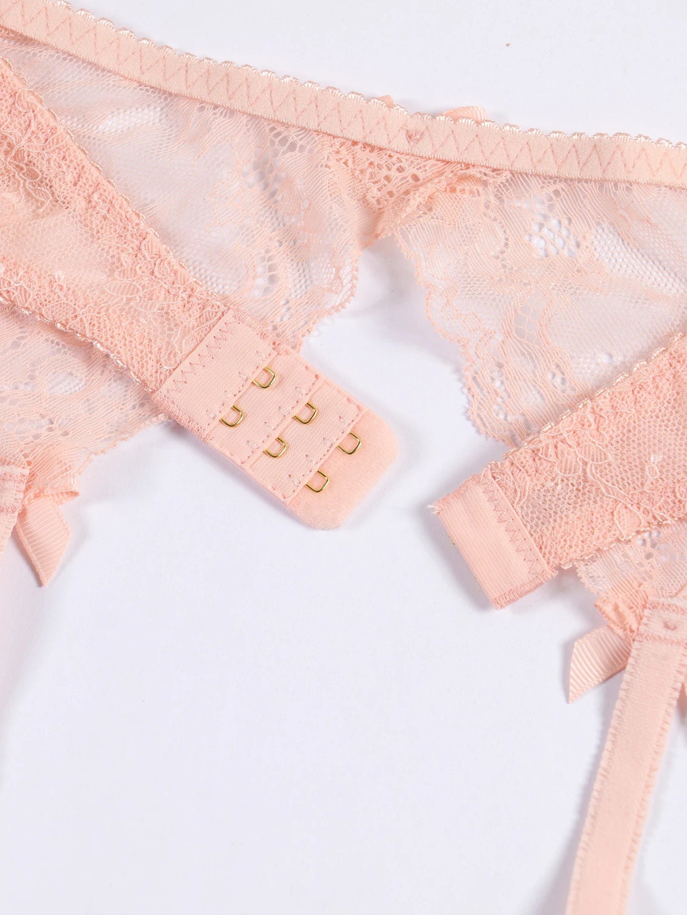 Bravellea Lace Lingerie 4-Piece Set - Unlined Bra, Panty, Garter & Stockings.