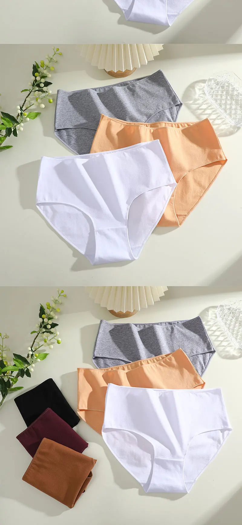 Bravellea Comfort Cotton Panties 4-Pack - High Waist Seamless Briefs Plus Size