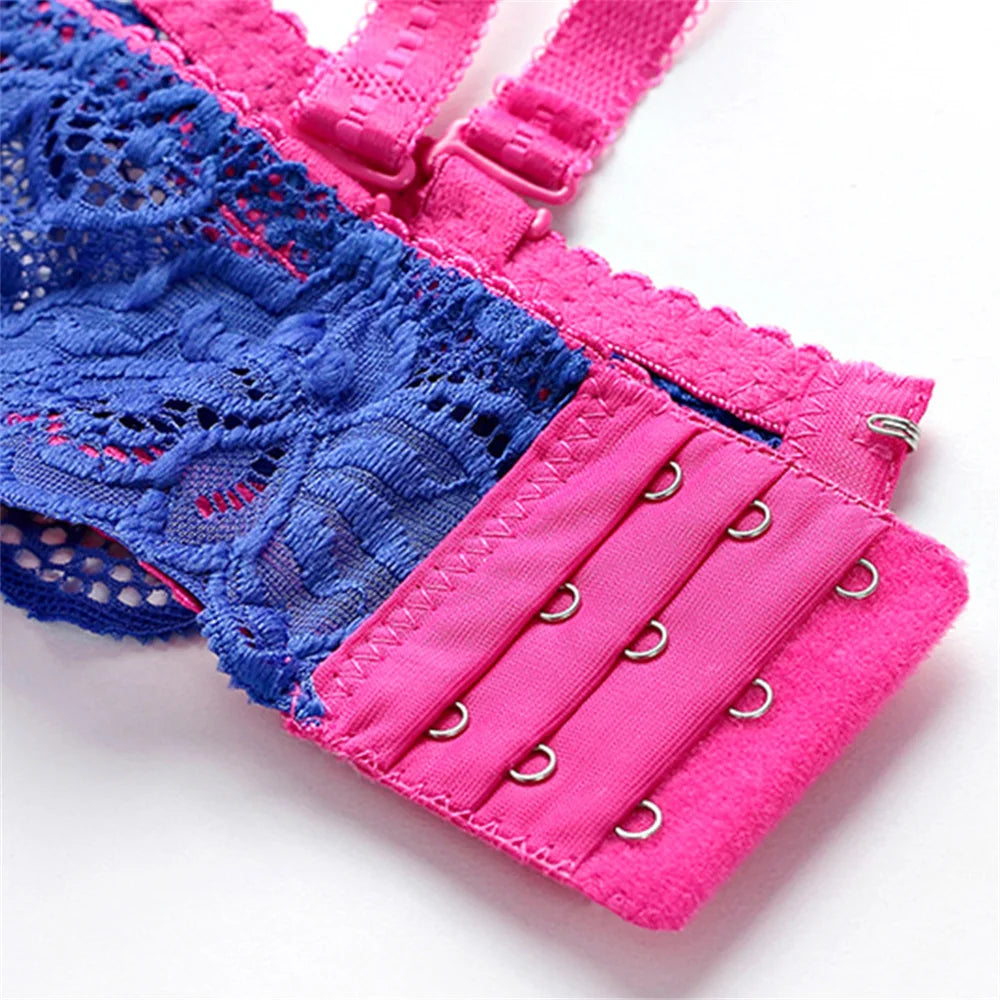 Bravellea Sexy Lace Underwire Bra - Plunge Push-Up Padded A-C Cup