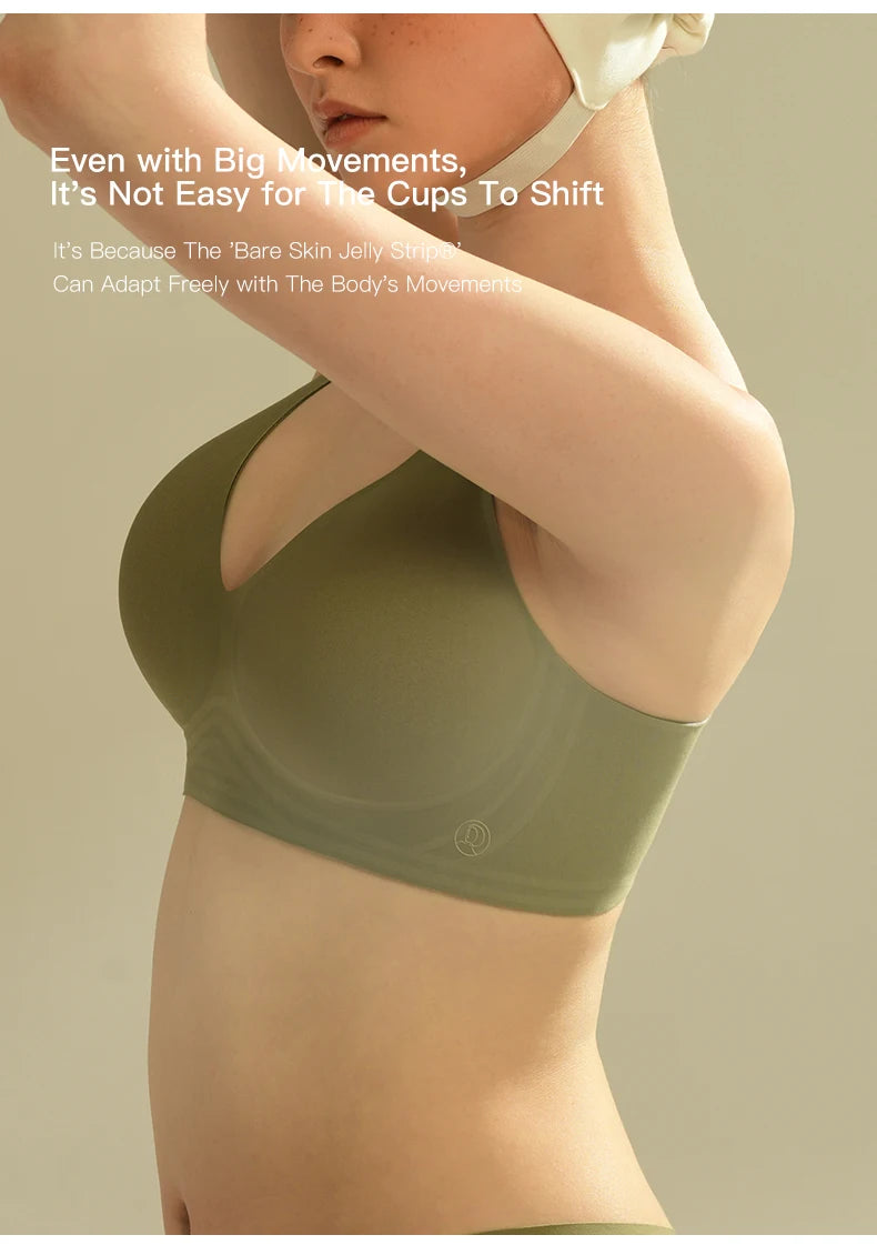 Bravellea Plus Size Seamless Wireless Bra - Plunge Padded Push-Up Bralette