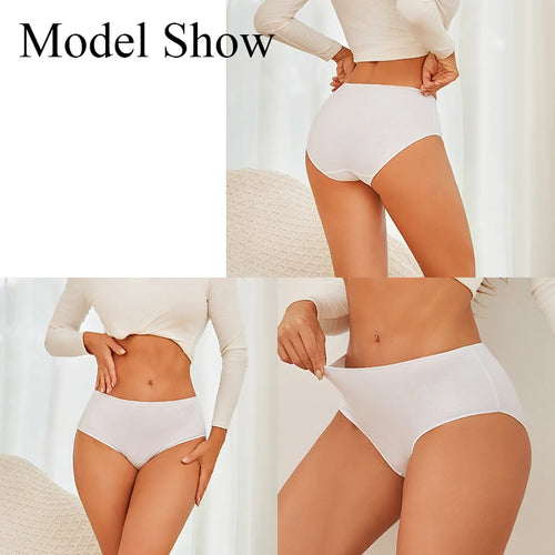 Bravellea Comfort Cotton Panties 4-Pack - High Waist Seamless Briefs Plus Size.
