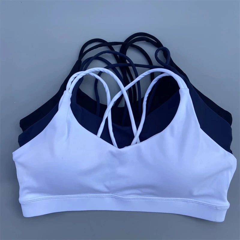 Bravellea Solid Color High Strength Sports Bra - Soft Tight Fitness Top with Chest Pad