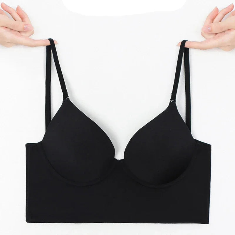 Bravellea Invisible Backless Lift-Up Bra - Deep U Plunge Seamless for Summer
