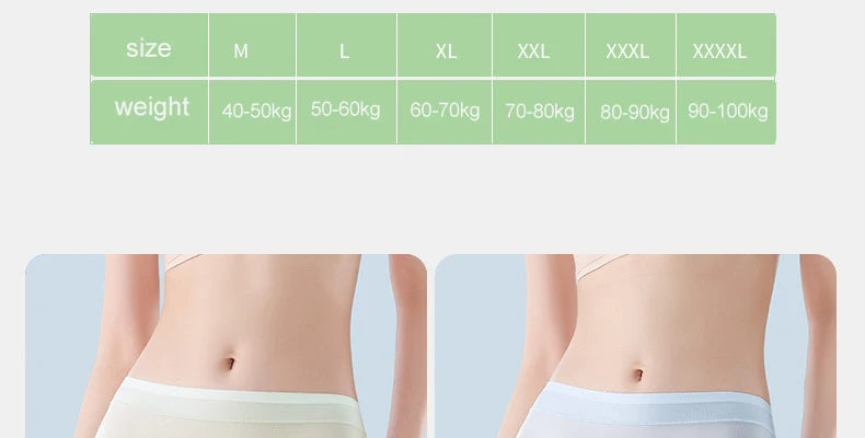 Bravellea Ice Silk Boxer Briefs 3-Pack - Women's Seamless High Waist Safety Shorts