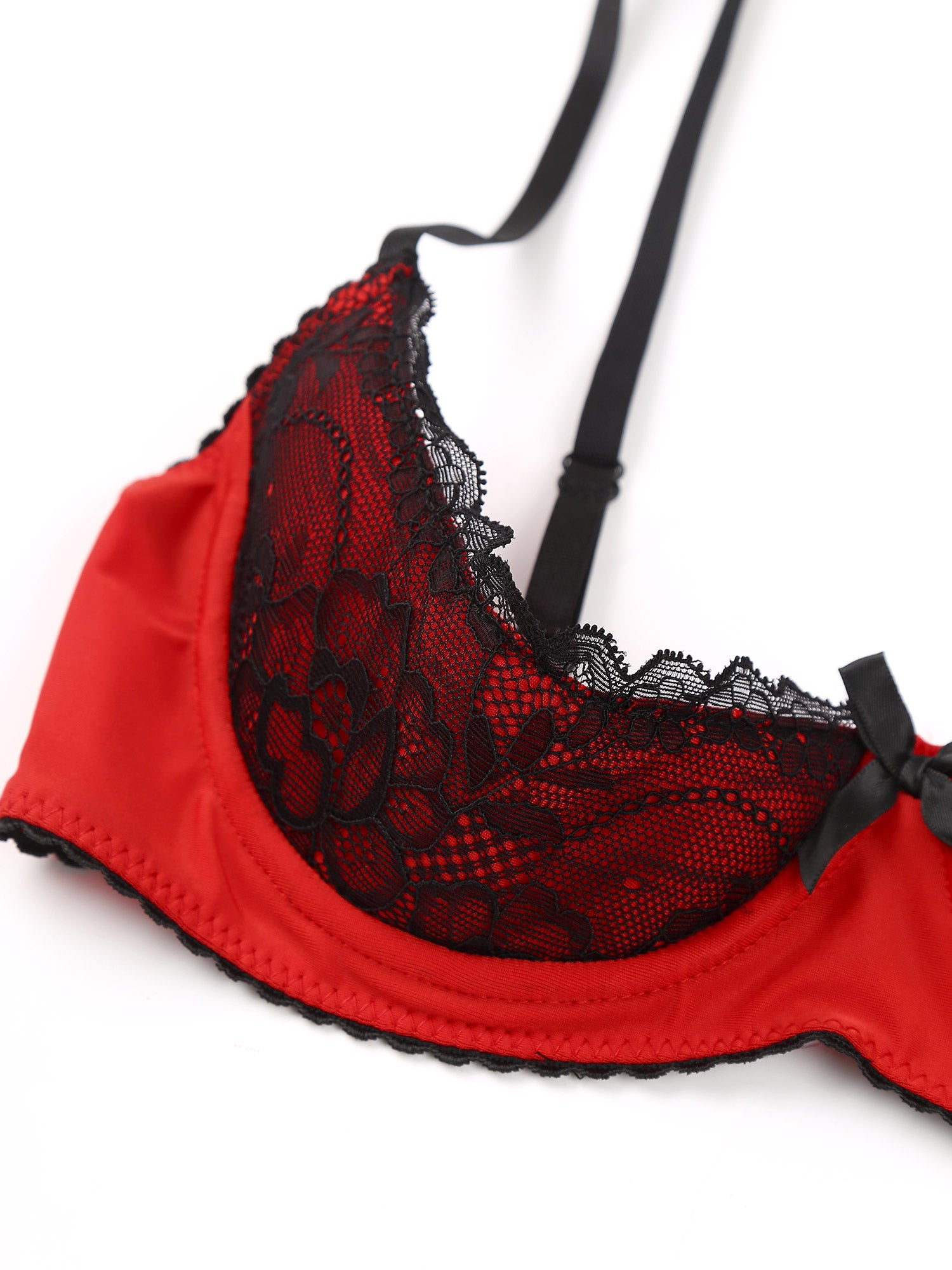 Bravellea Sexy Lace Underwire Bra - Half Cup Push-Up Floral Brassiere