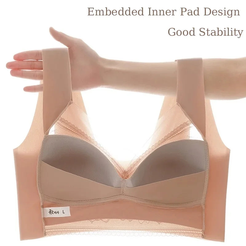 Bravellea 3-Pack Lace Bralette Set - Deep V Push-Up Plus Size L-5XL