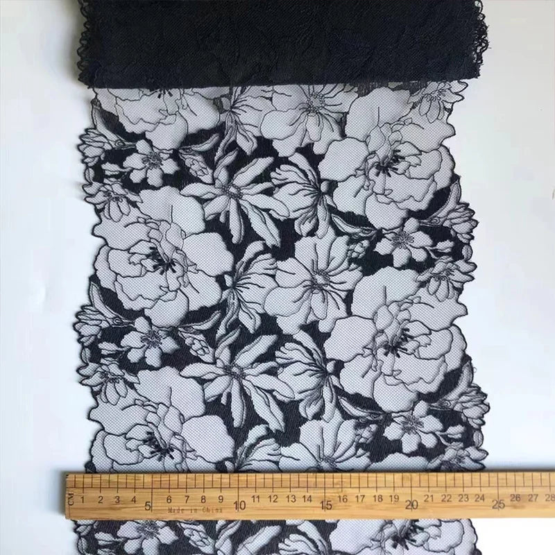 Bravellea Embroidered Tulle Trim 1 Yard - Soft Mesh Lace for Lingerie Crafts