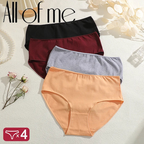 Bravellea Comfort Cotton Panties 4-Pack - High Waist Seamless Briefs Plus Size.