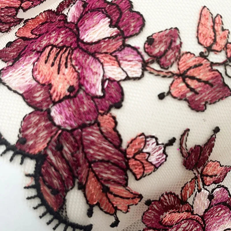 Bravellea Embroidered Tulle Trim 1 Yard - Soft Mesh Lace for Lingerie Crafts